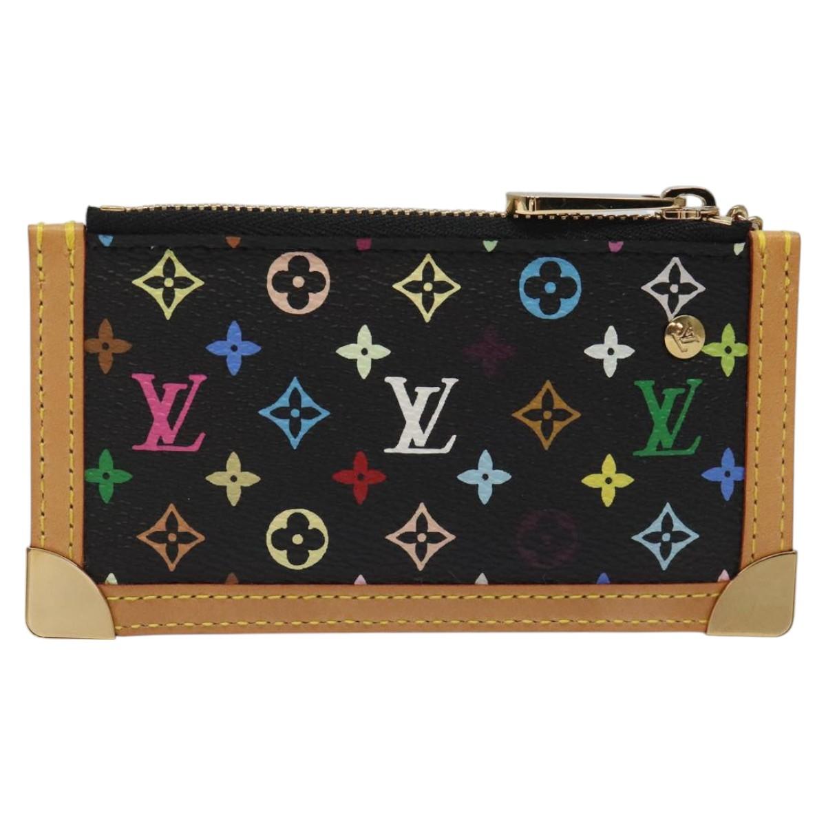 LOUIS VUITTON Monogram Multicolor Pochette Cles Purse Black M92654 Auth EC410SV