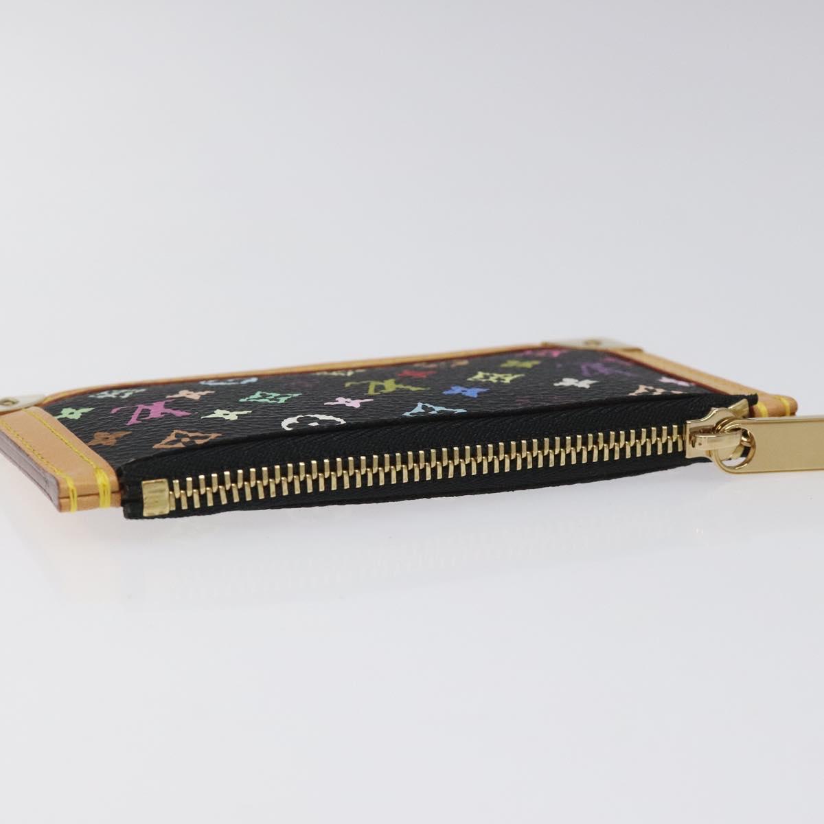 LOUIS VUITTON Monogram Multicolor Pochette Cles Purse Black M92654 Auth EC410SV
