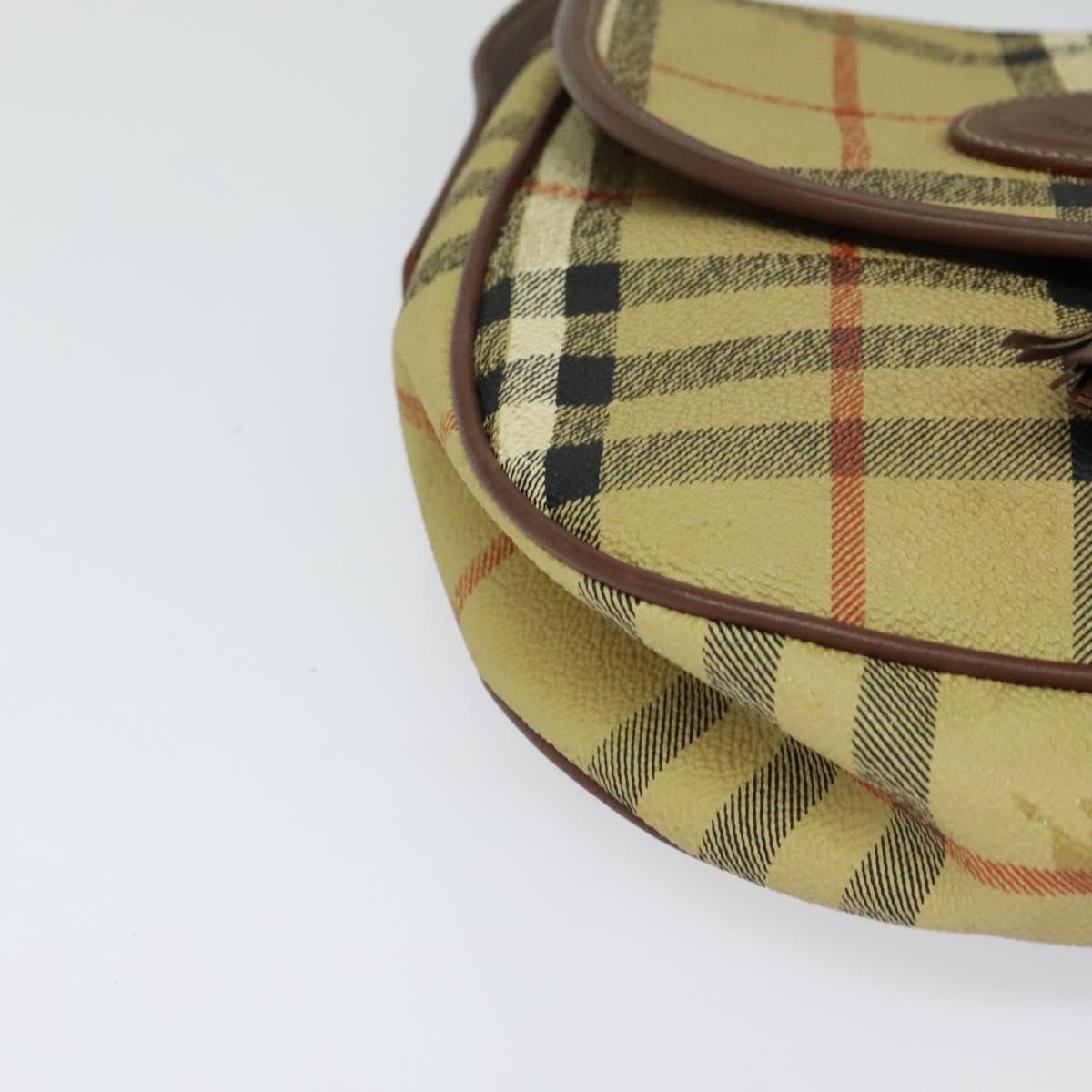 Burberrys Nova Check Shoulder Bag PVC Leather Beige Auth EC421