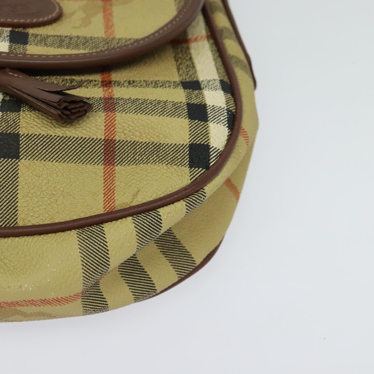 Burberrys Nova Check Shoulder Bag PVC Leather Beige Auth EC421