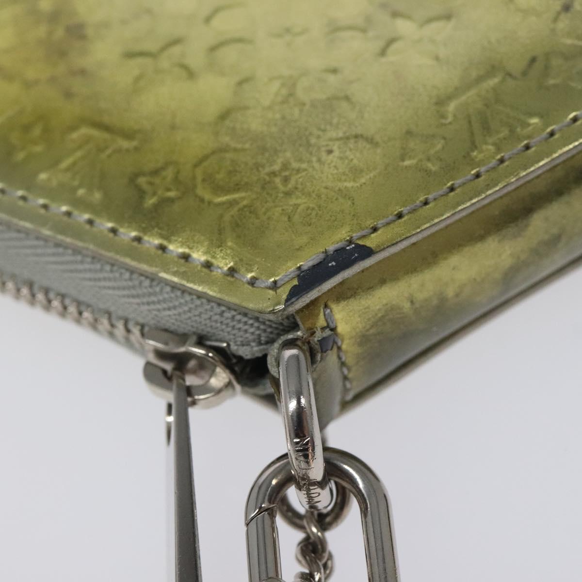 LOUIS VUITTON Vernis Porte Monnaie Flocon Coin Purse Silver M58218 LV Auth EC425