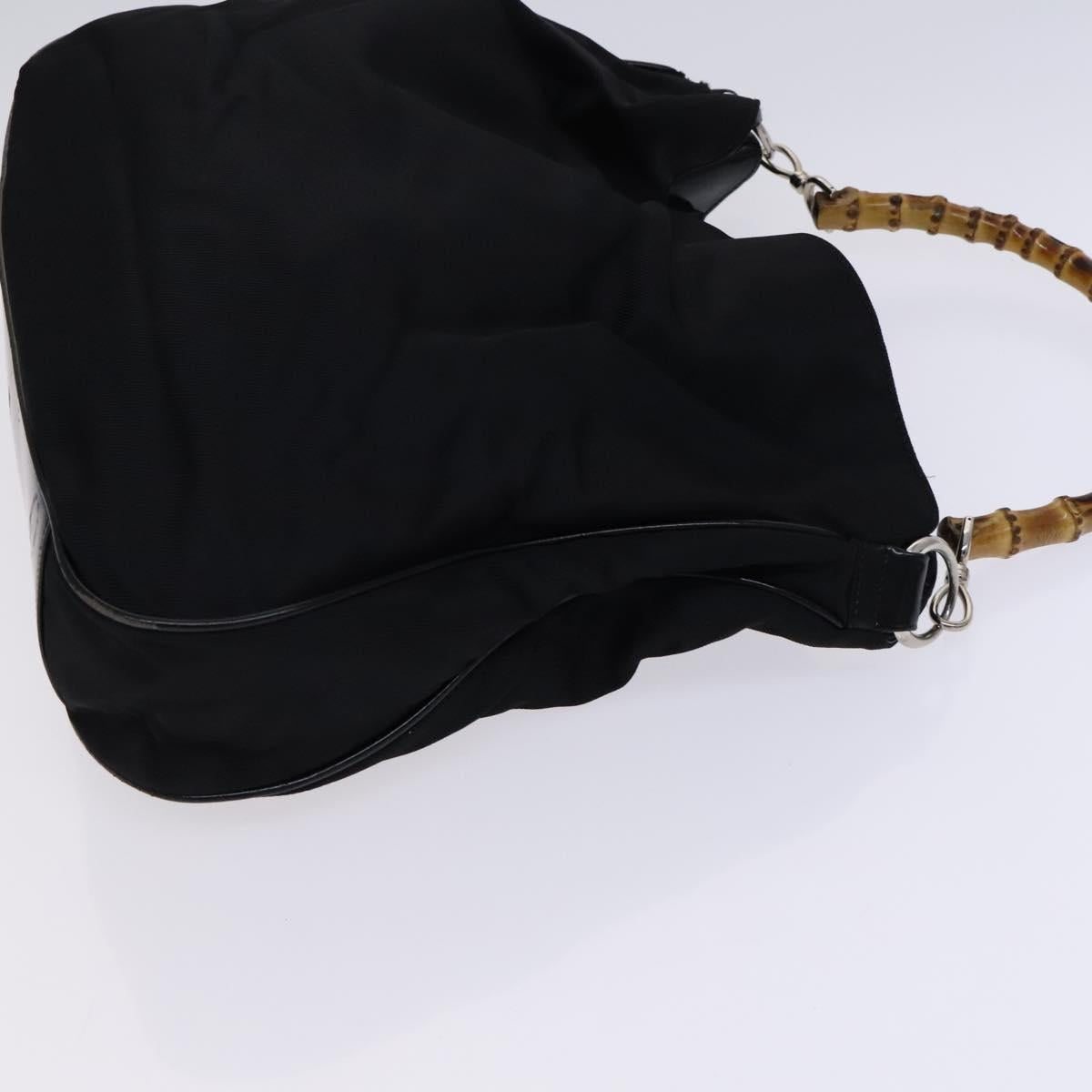 GUCCI Bamboo Hand Bag Nylon 2way Black Silver 001 2852 1577 5 Auth EC444