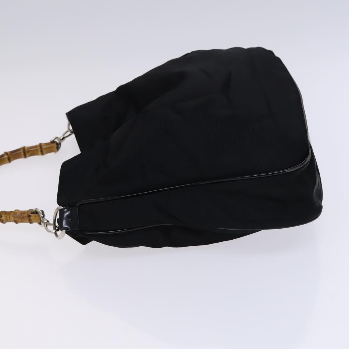 GUCCI Bamboo Hand Bag Nylon 2way Black Silver 001 2852 1577 5 Auth EC444