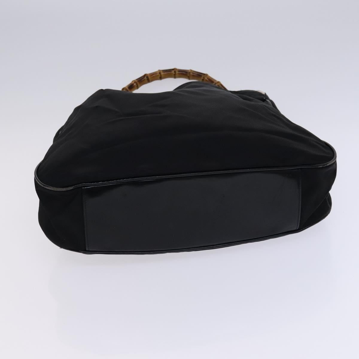 GUCCI Bamboo Hand Bag Nylon 2way Black Silver 001 2852 1577 5 Auth EC444