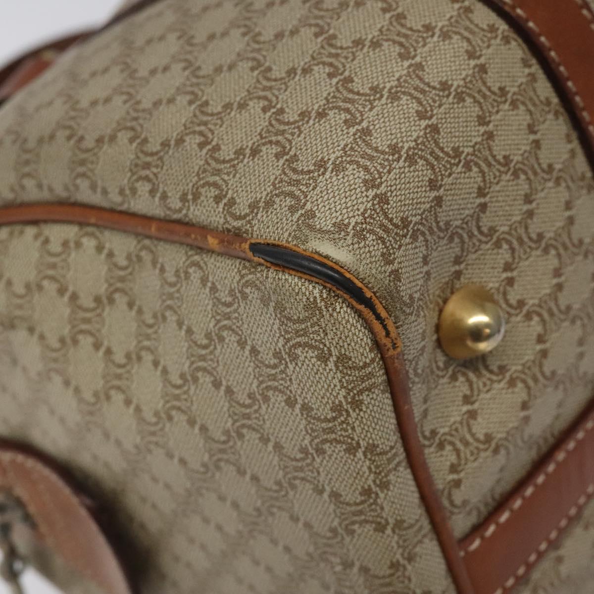 CELINE Macadam Canvas Boston Bag Beige Auth EC452