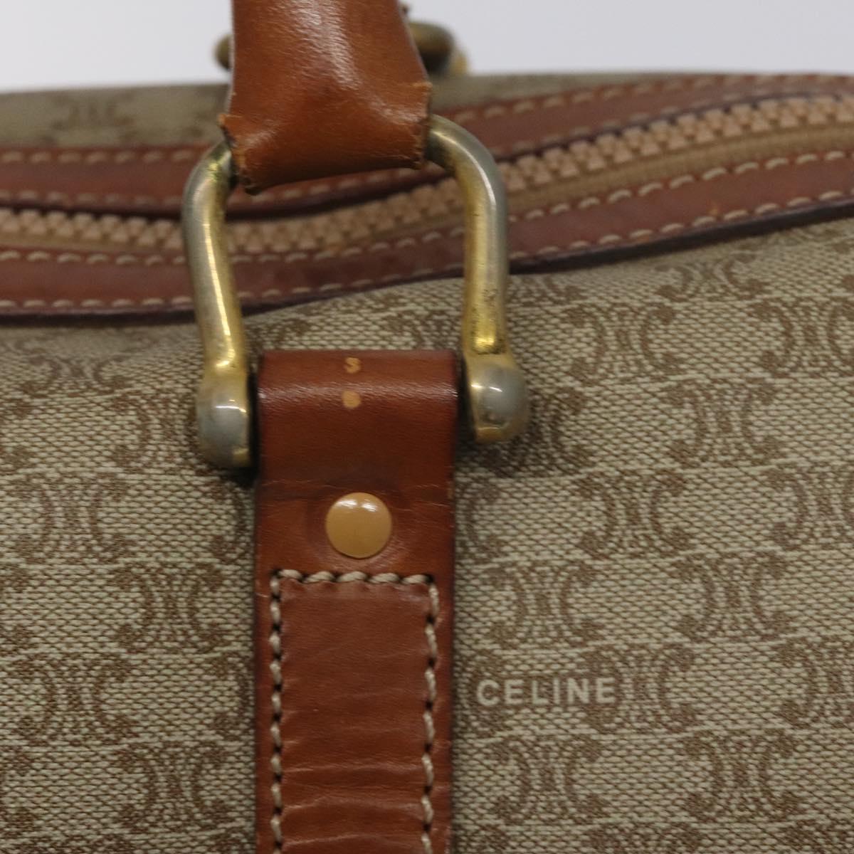 CELINE Macadam Canvas Boston Bag Beige Auth EC452