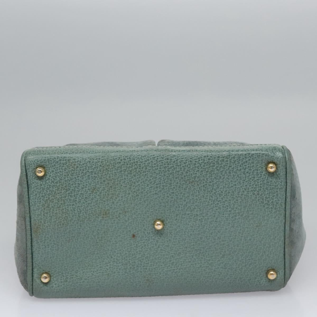 GUCCI Bamboo Hand Bag Suede Leather Gray Gold 000 123 0316 Auth EC460