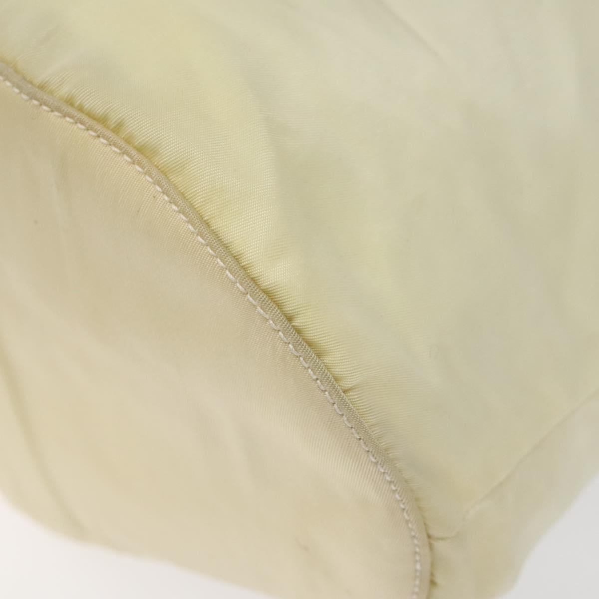 PRADA Hand Bag Nylon Cream Silver Auth EC470