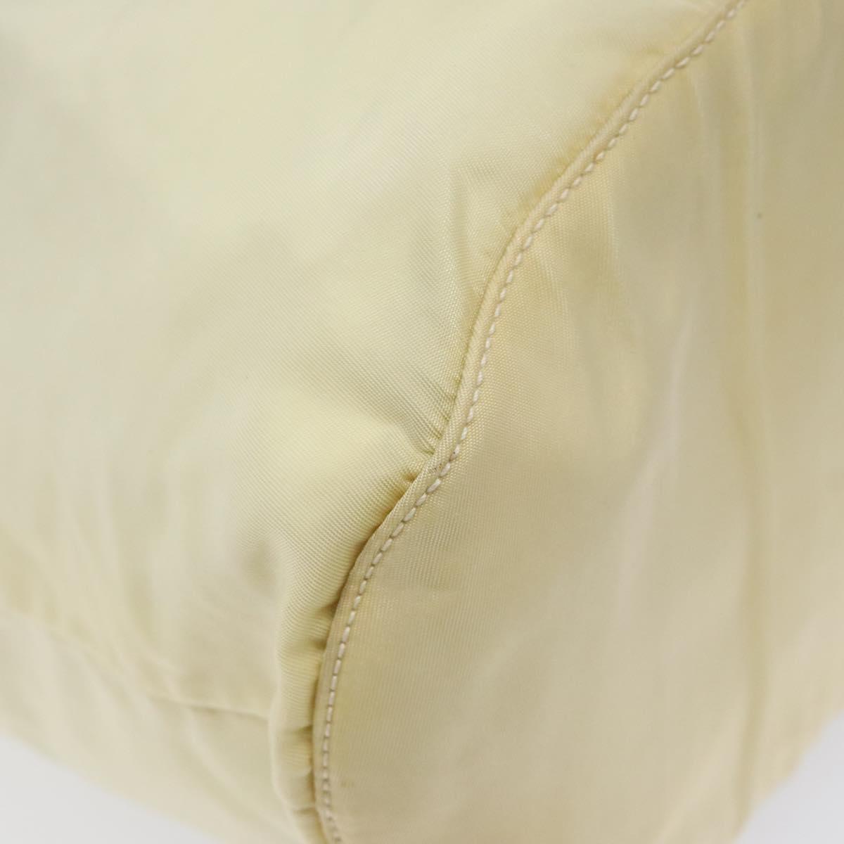 PRADA Hand Bag Nylon Cream Silver Auth EC470