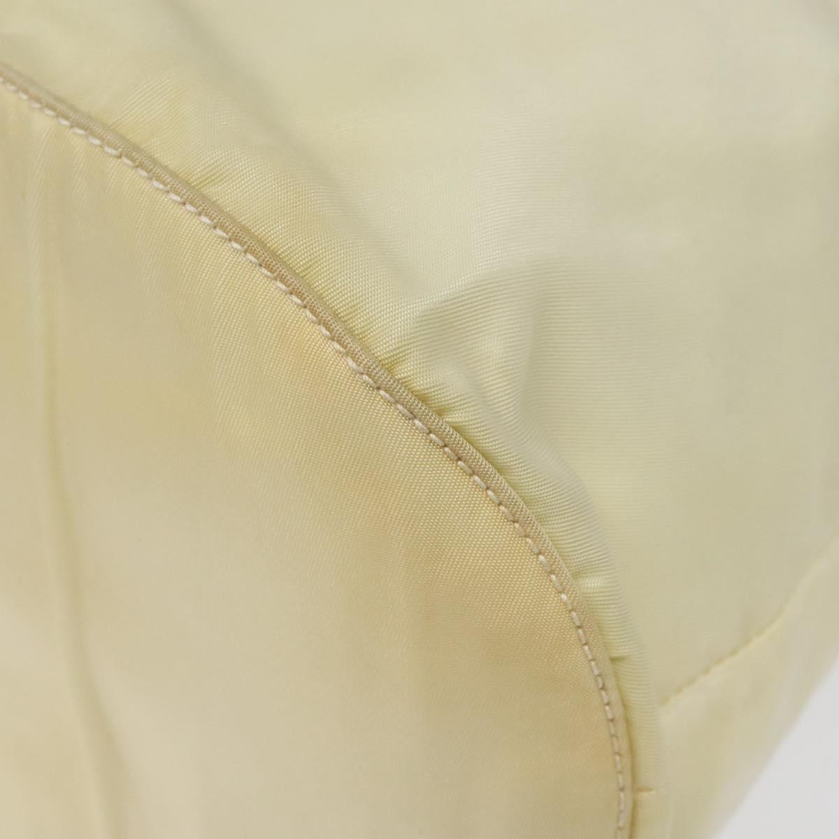 PRADA Hand Bag Nylon Cream Silver Auth EC470