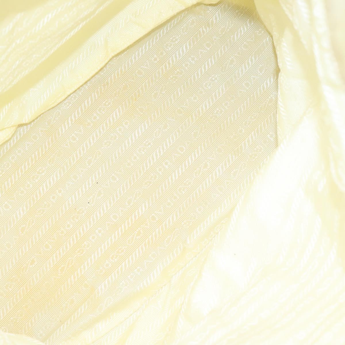 PRADA Hand Bag Nylon Cream Silver Auth EC470