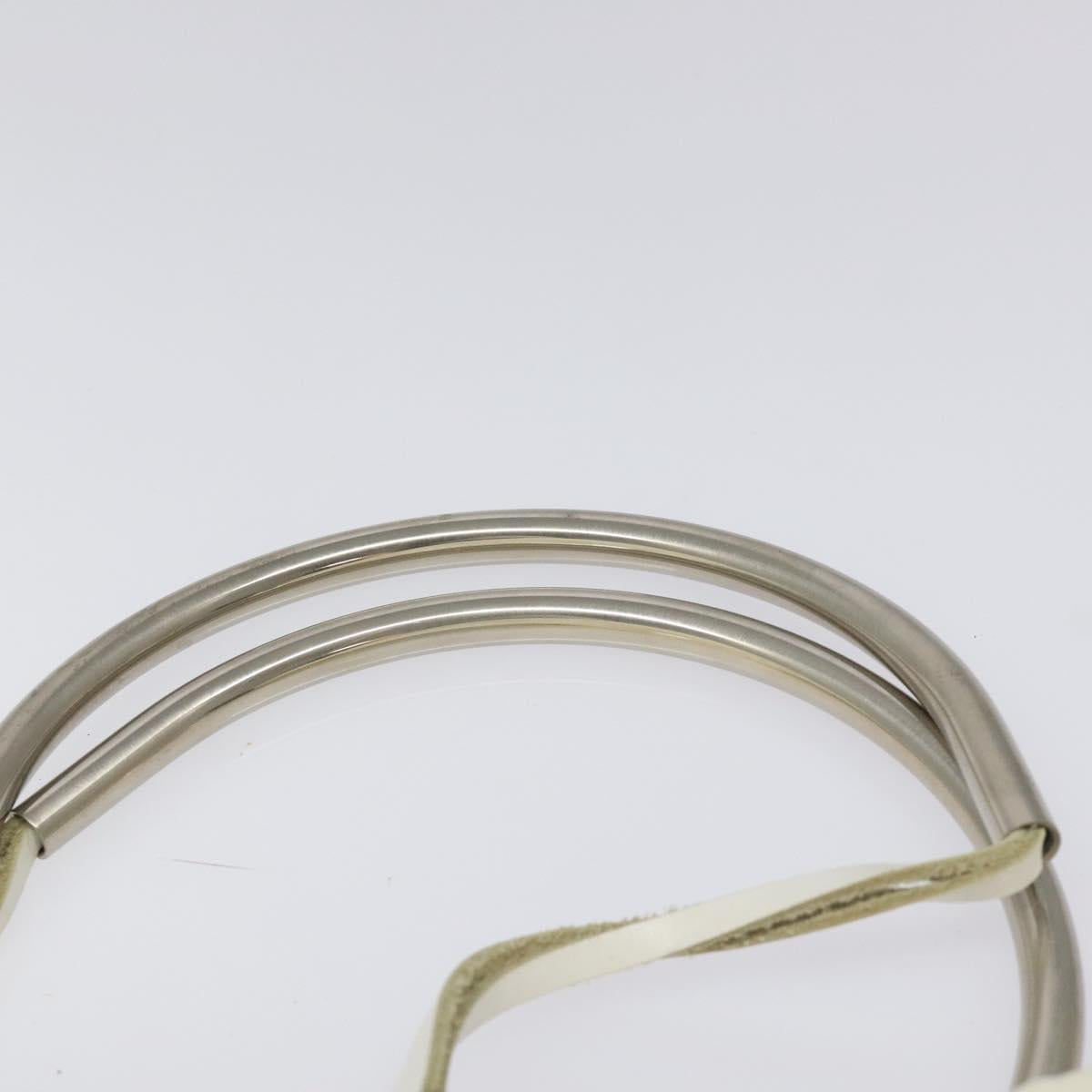 PRADA Hand Bag Nylon Cream Silver Auth EC470