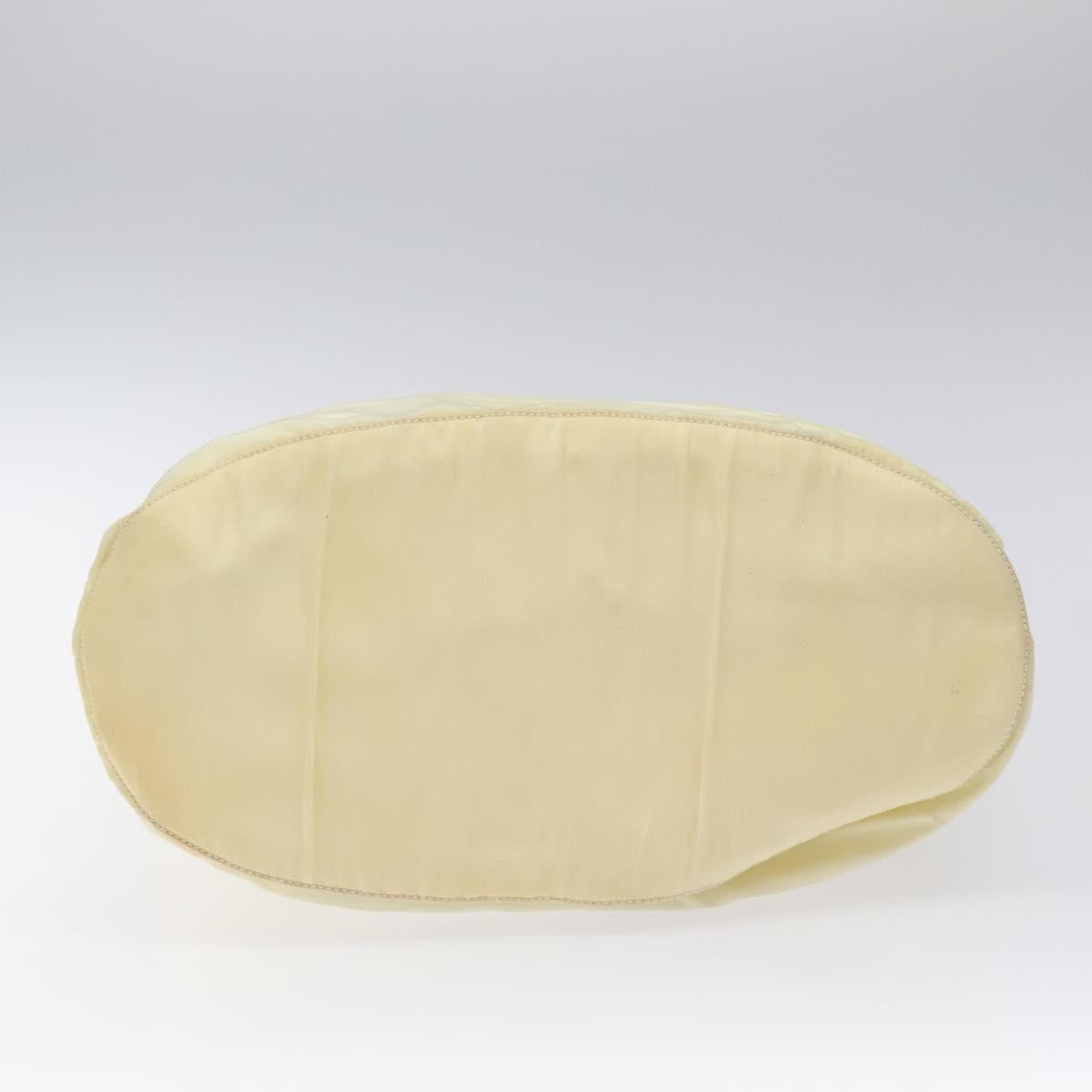 PRADA Hand Bag Nylon Cream Silver Auth EC470