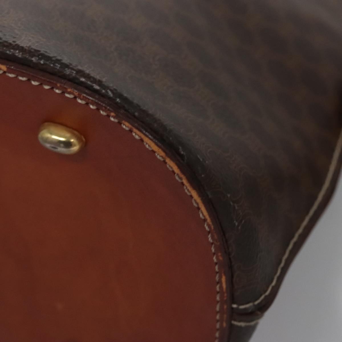 CELINE Macadam Canvas Hand Bag PVC Leather 2way Gold Brown Auth EC471