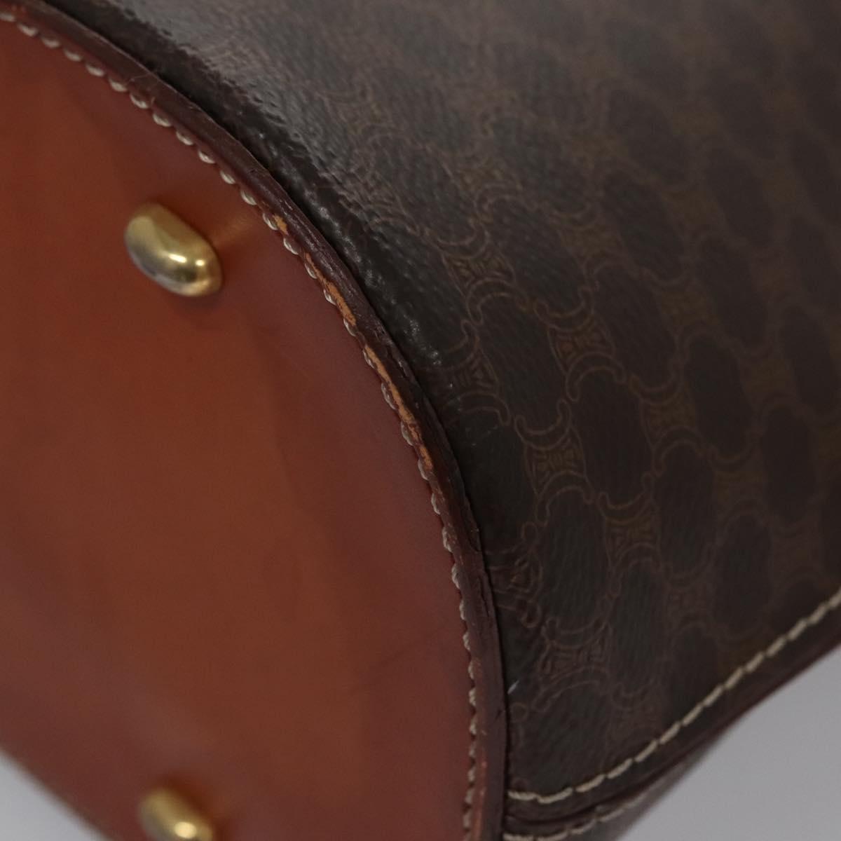 CELINE Macadam Canvas Hand Bag PVC Leather 2way Gold Brown Auth EC471