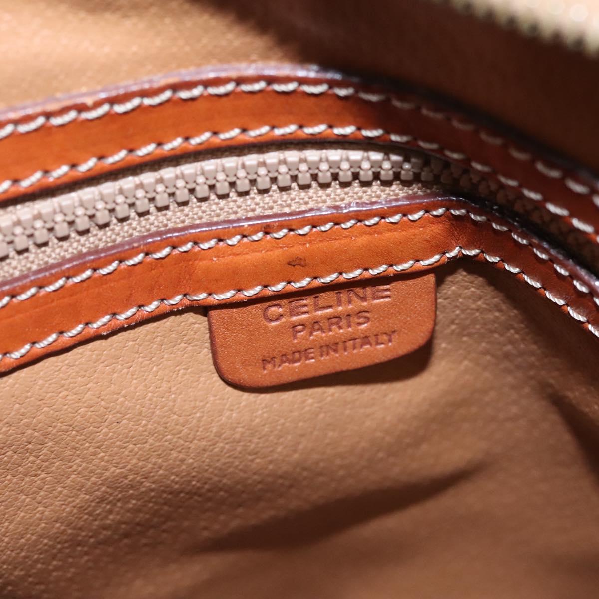 CELINE Macadam Canvas Hand Bag PVC Leather 2way Gold Brown Auth EC471