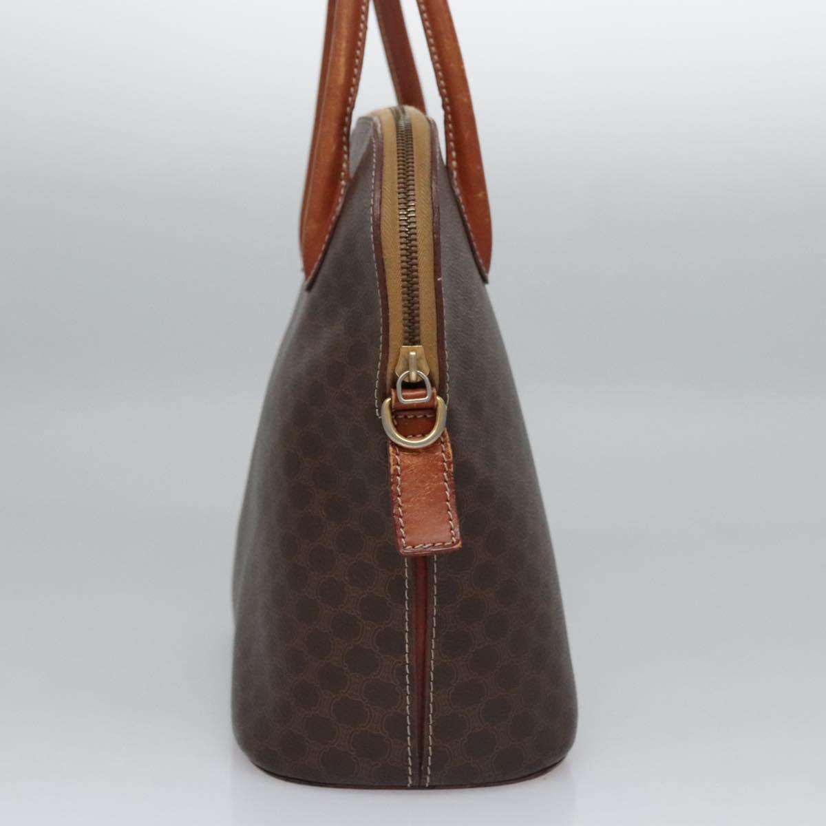 CELINE Macadam Canvas Hand Bag PVC Leather 2way Gold Brown Auth EC471