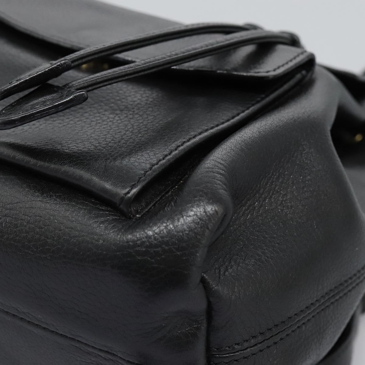 CELINE Backpack Leather Black Gold Auth EC484