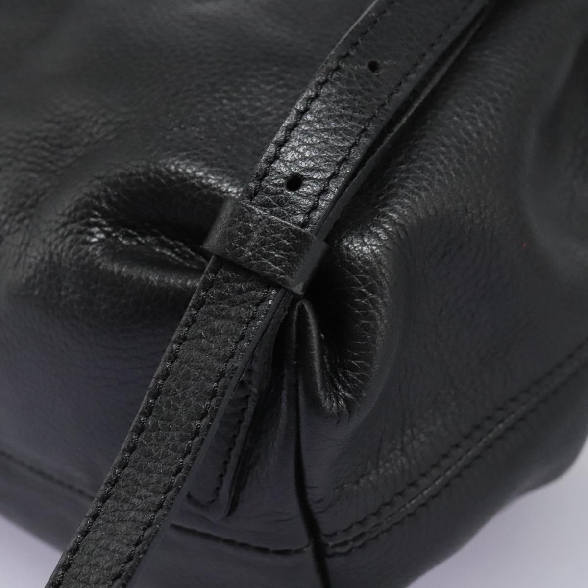 CELINE Backpack Leather Black Gold Auth EC484