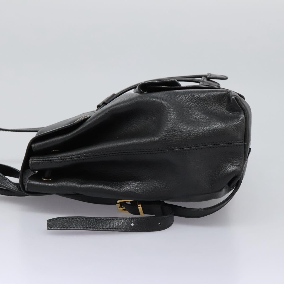 CELINE Backpack Leather Black Gold Auth EC484