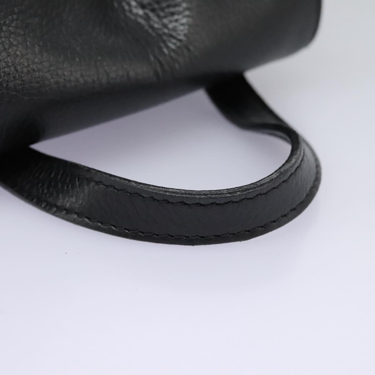 CELINE Backpack Leather Black Gold Auth EC484