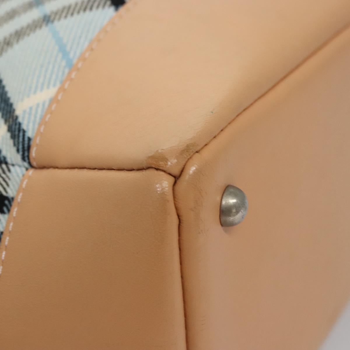 BURBERRY Nova Check Blue Label Hand Bag Canvas Blue Auth EC489