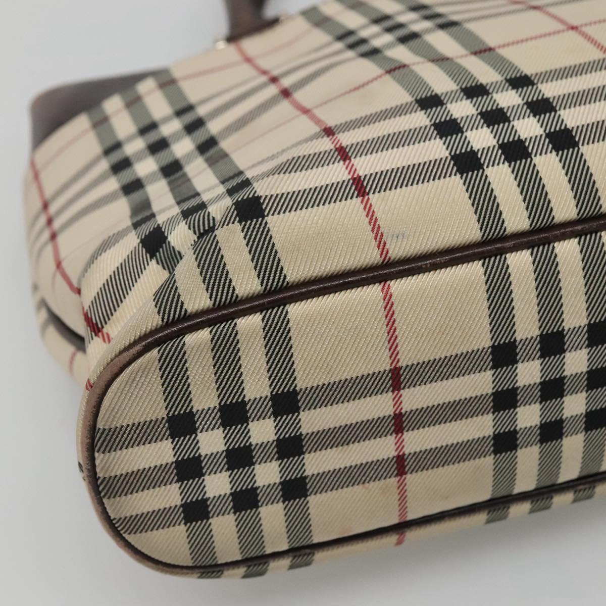 BURBERRY Nova Check Hand Bag Canvas Beige Auth EC510