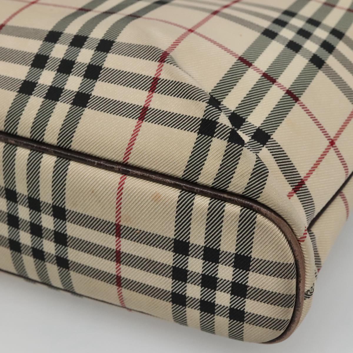 BURBERRY Nova Check Hand Bag Canvas Beige Auth EC510