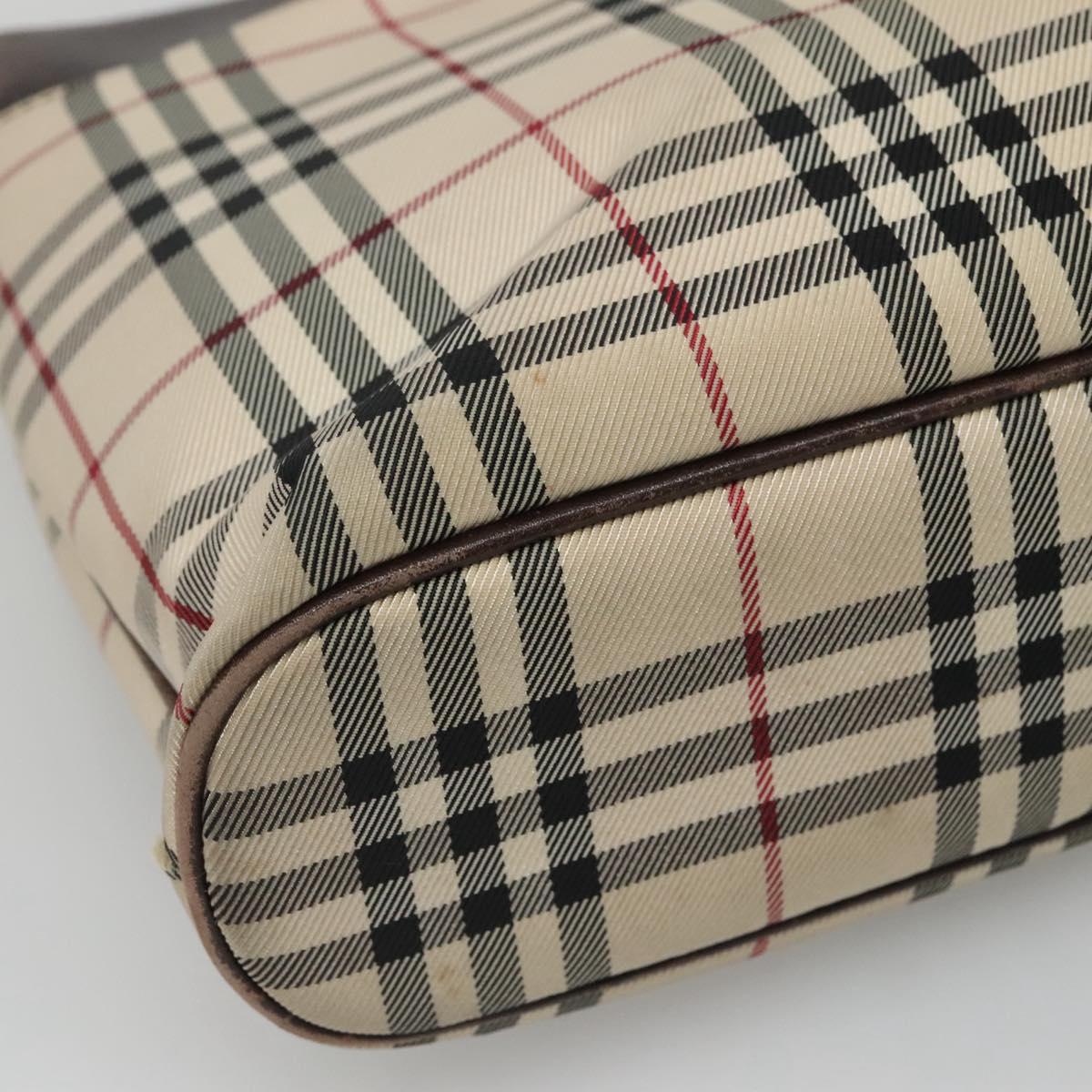BURBERRY Nova Check Hand Bag Canvas Beige Auth EC510