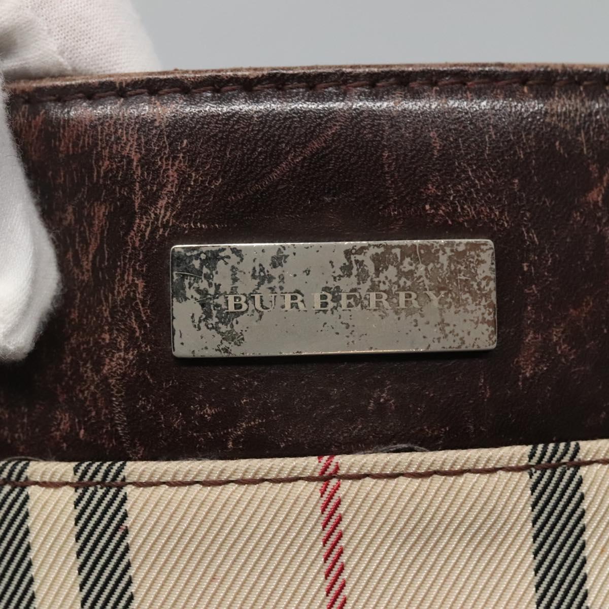 BURBERRY Nova Check Hand Bag Canvas Beige Auth EC510