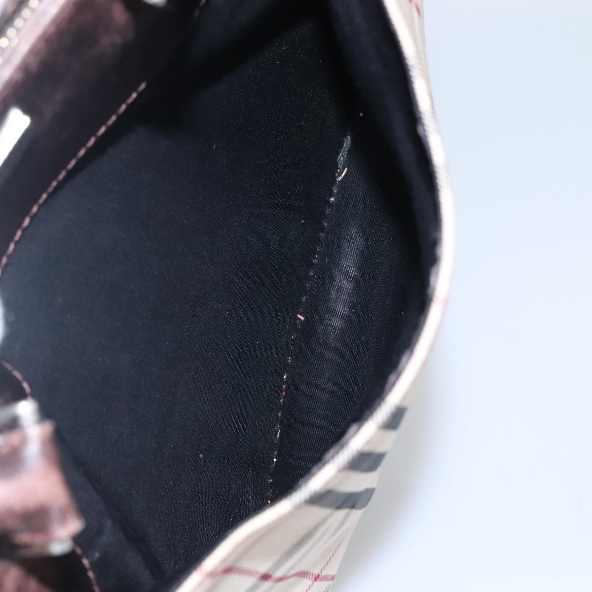 BURBERRY Nova Check Hand Bag Canvas Beige Auth EC510