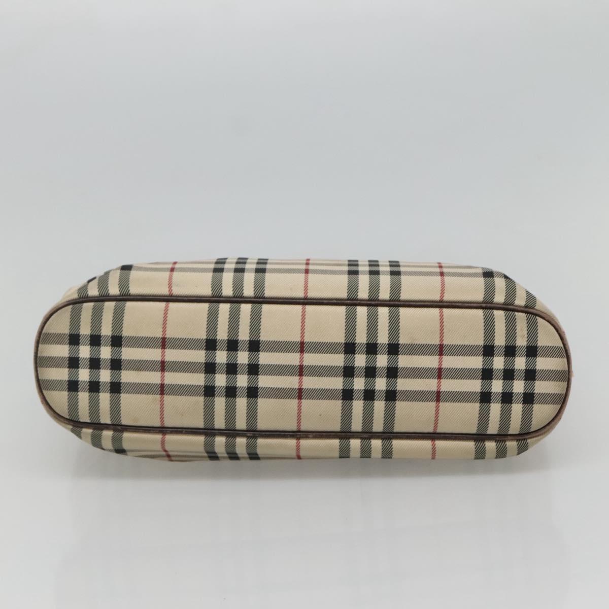 BURBERRY Nova Check Hand Bag Canvas Beige Auth EC510