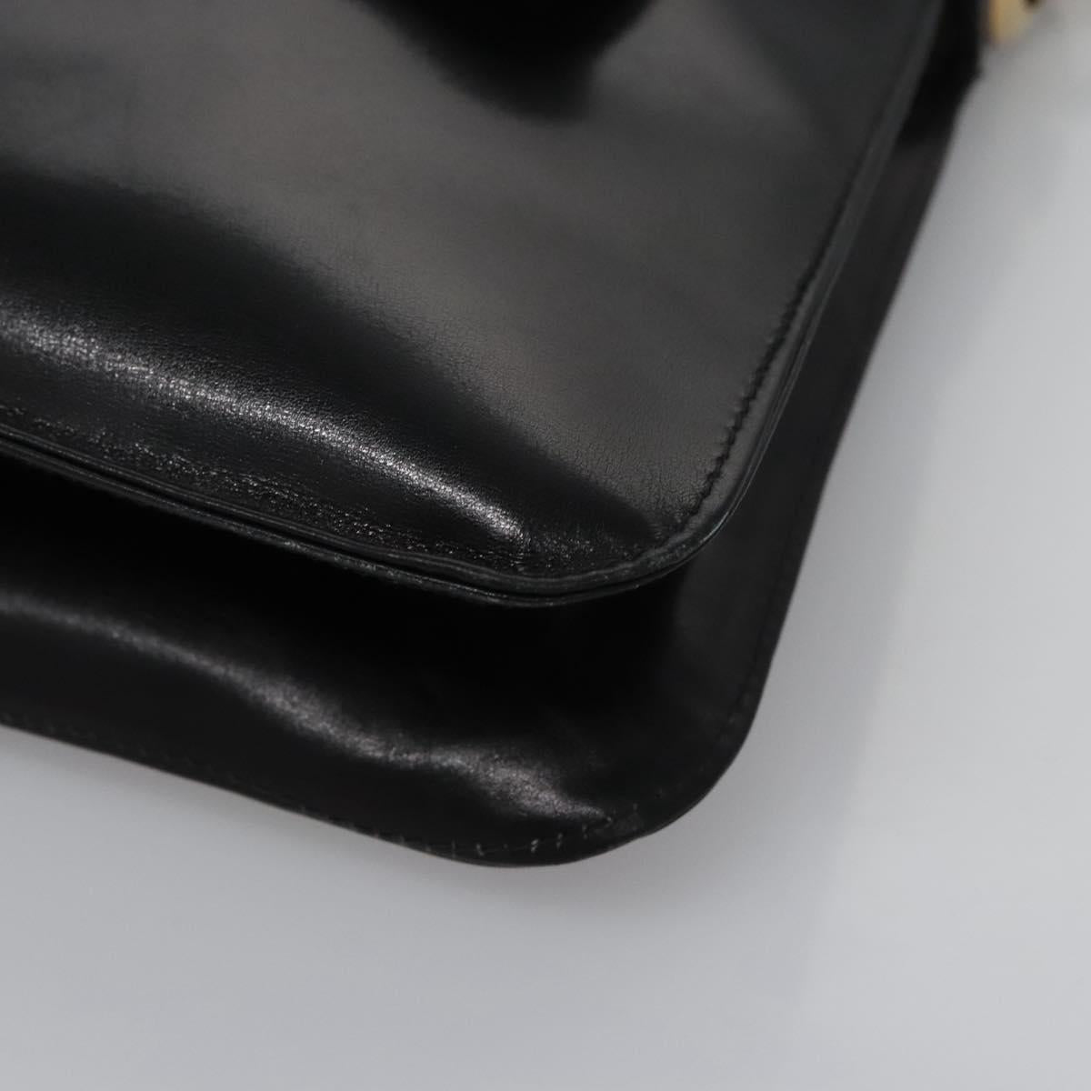 CELINE Shoulder Bag Leather Black Gold Auth EC517