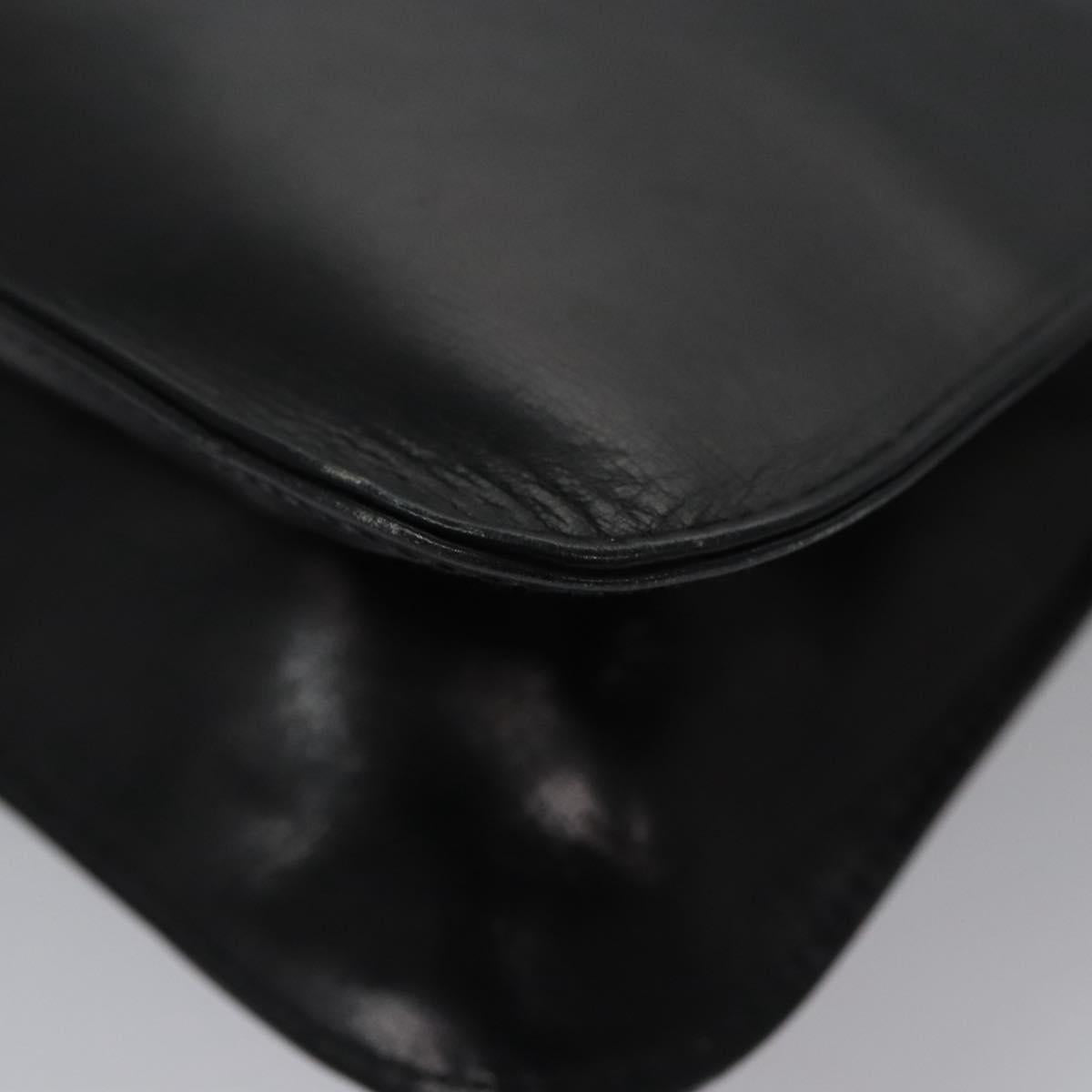 CELINE Shoulder Bag Leather Black Gold Auth EC517