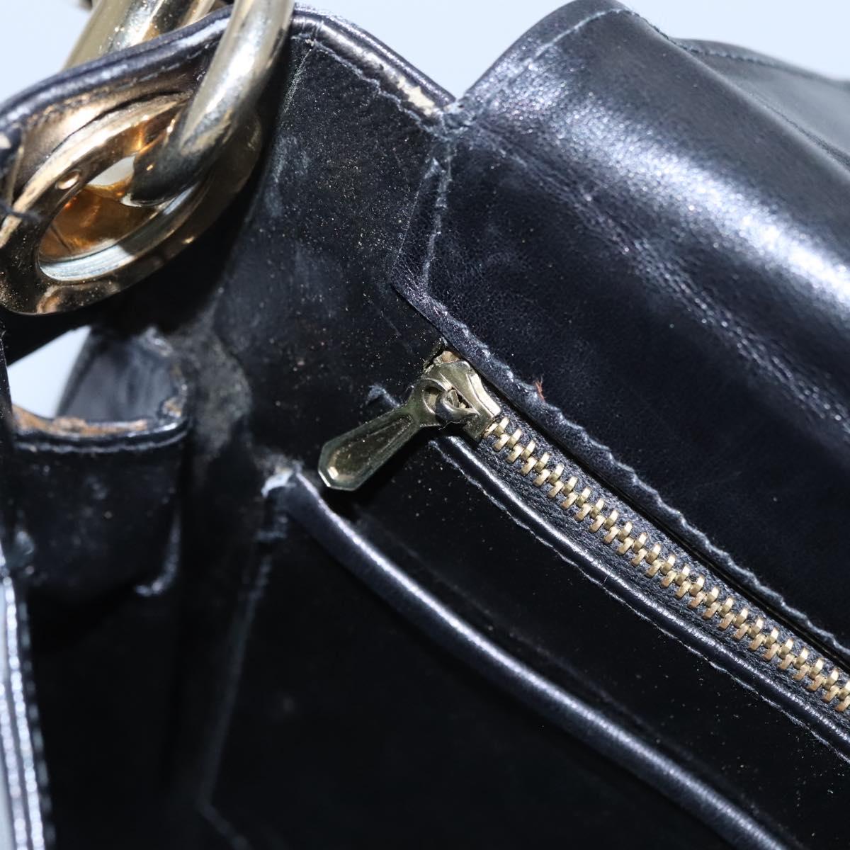 CELINE Shoulder Bag Leather Black Gold Auth EC517