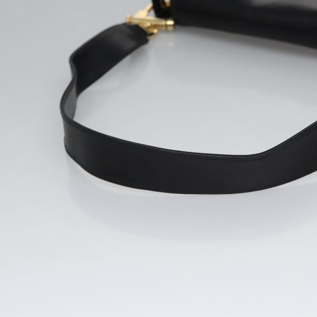 CELINE Shoulder Bag Leather Black Gold Auth EC517