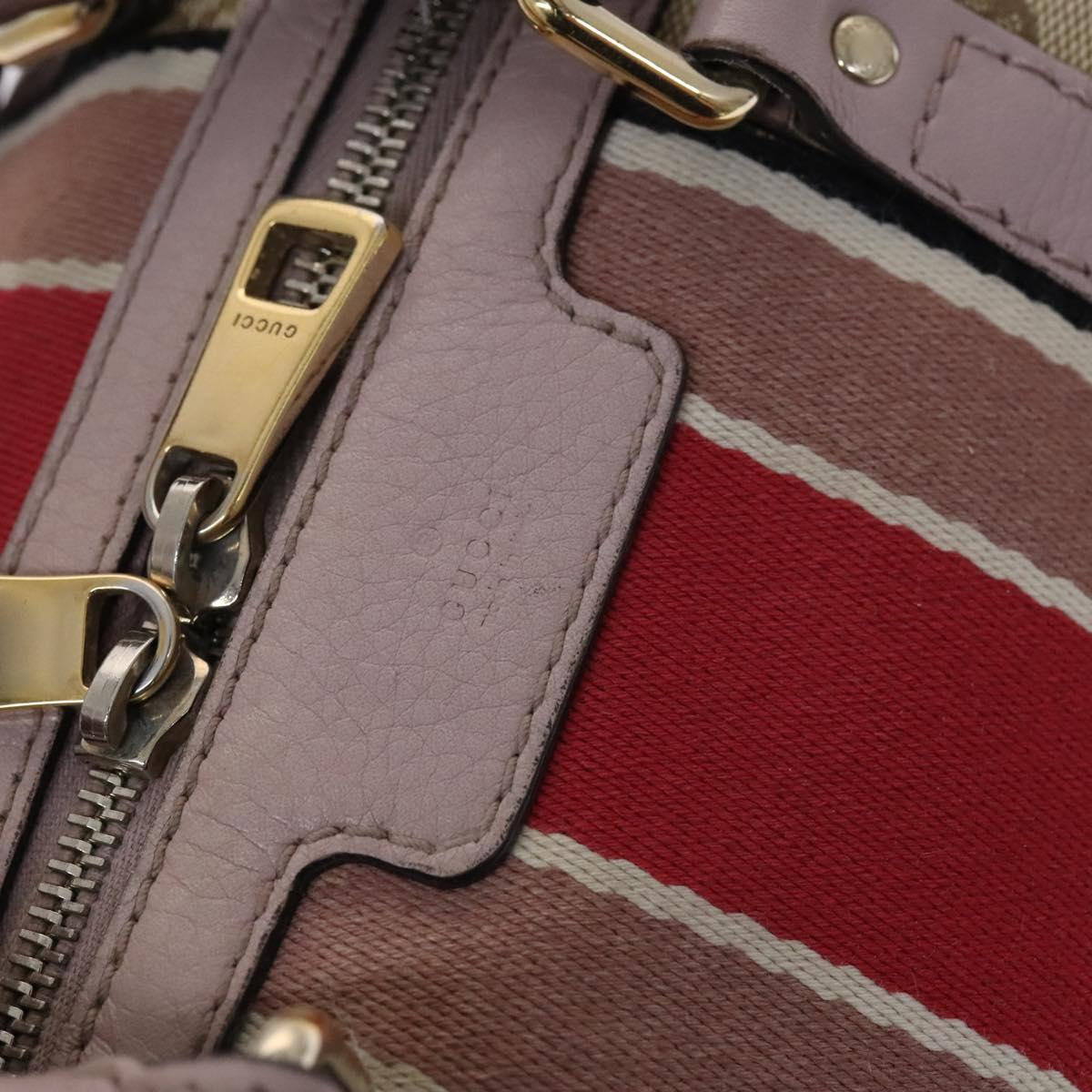 GUCCI GG Canvas Sherry Line Boston Bag 2way Beige Pink Red 269876 Auth EC526
