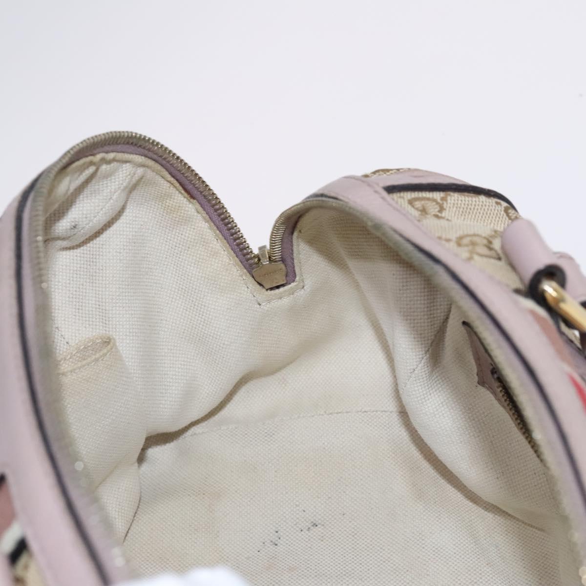 GUCCI GG Canvas Sherry Line Boston Bag 2way Beige Pink Red 269876 Auth EC526