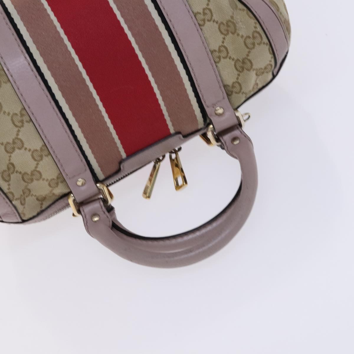 GUCCI GG Canvas Sherry Line Boston Bag 2way Beige Pink Red 269876 Auth EC526