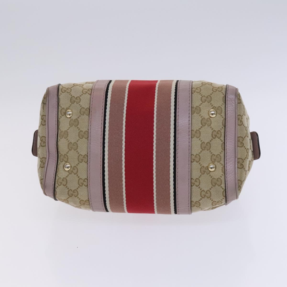 GUCCI GG Canvas Sherry Line Boston Bag 2way Beige Pink Red 269876 Auth EC526