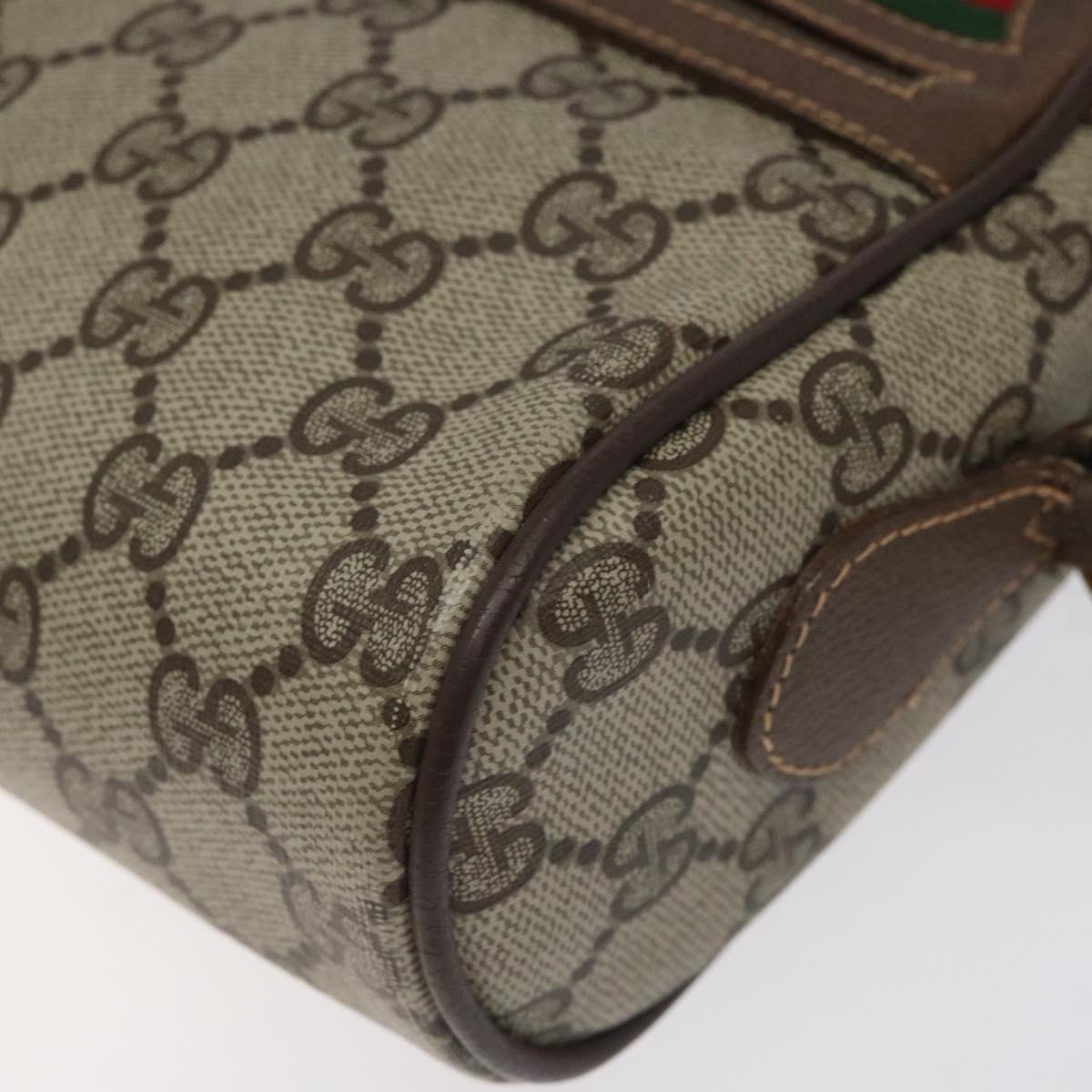 GUCCI GG Supreme Web Sherry Line Bag PVC Beige Gold Red 56 02 087 Auth EC527