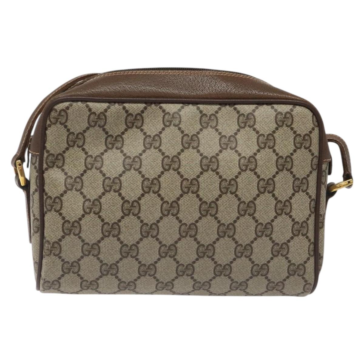 GUCCI GG Supreme Web Sherry Line Bag PVC Beige Gold Red 56 02 087 Auth EC527