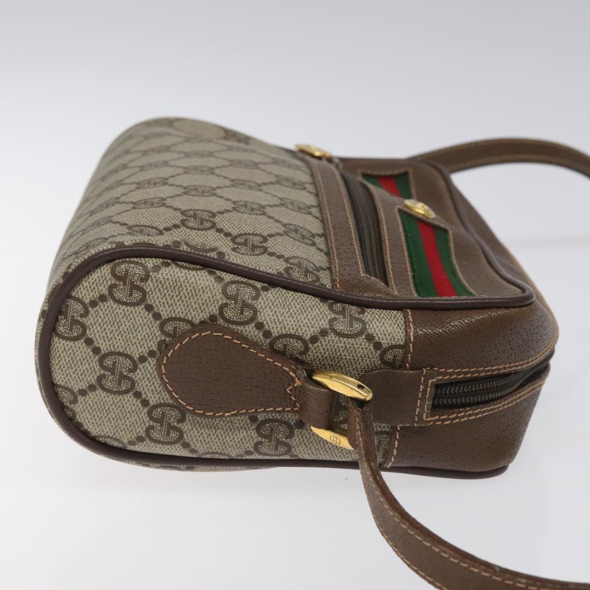 GUCCI GG Supreme Web Sherry Line Bag PVC Beige Gold Red 56 02 087 Auth EC527