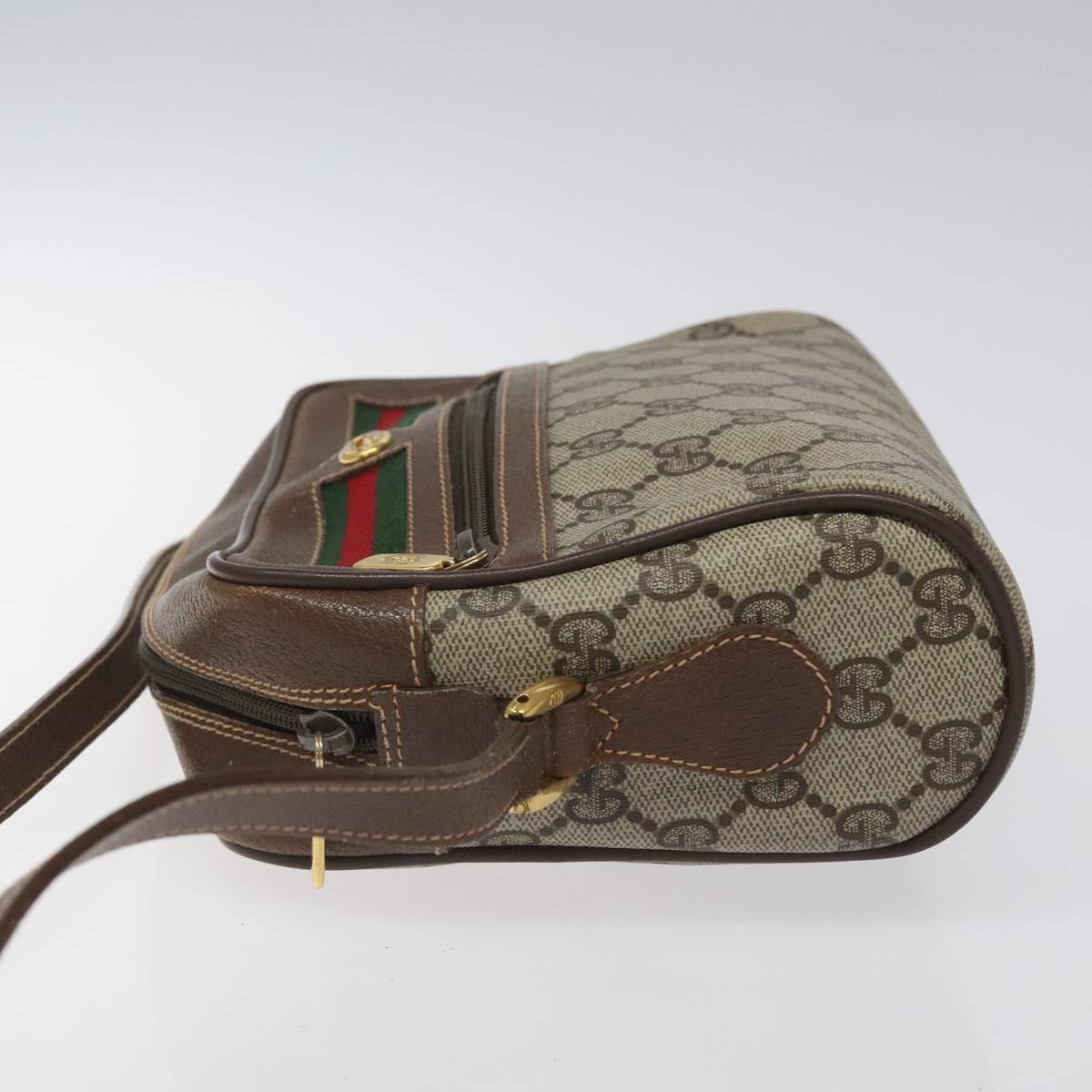 GUCCI GG Supreme Web Sherry Line Bag PVC Beige Gold Red 56 02 087 Auth EC527