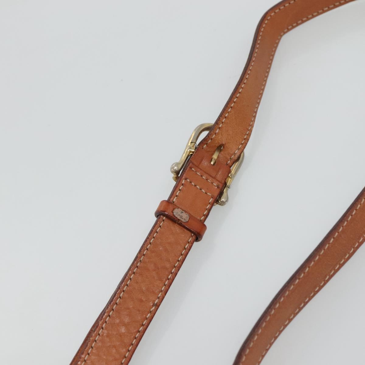 CELINE Macadam Canvas Circle Shoulder Bag PVC Leather Brown Gold Auth EC528