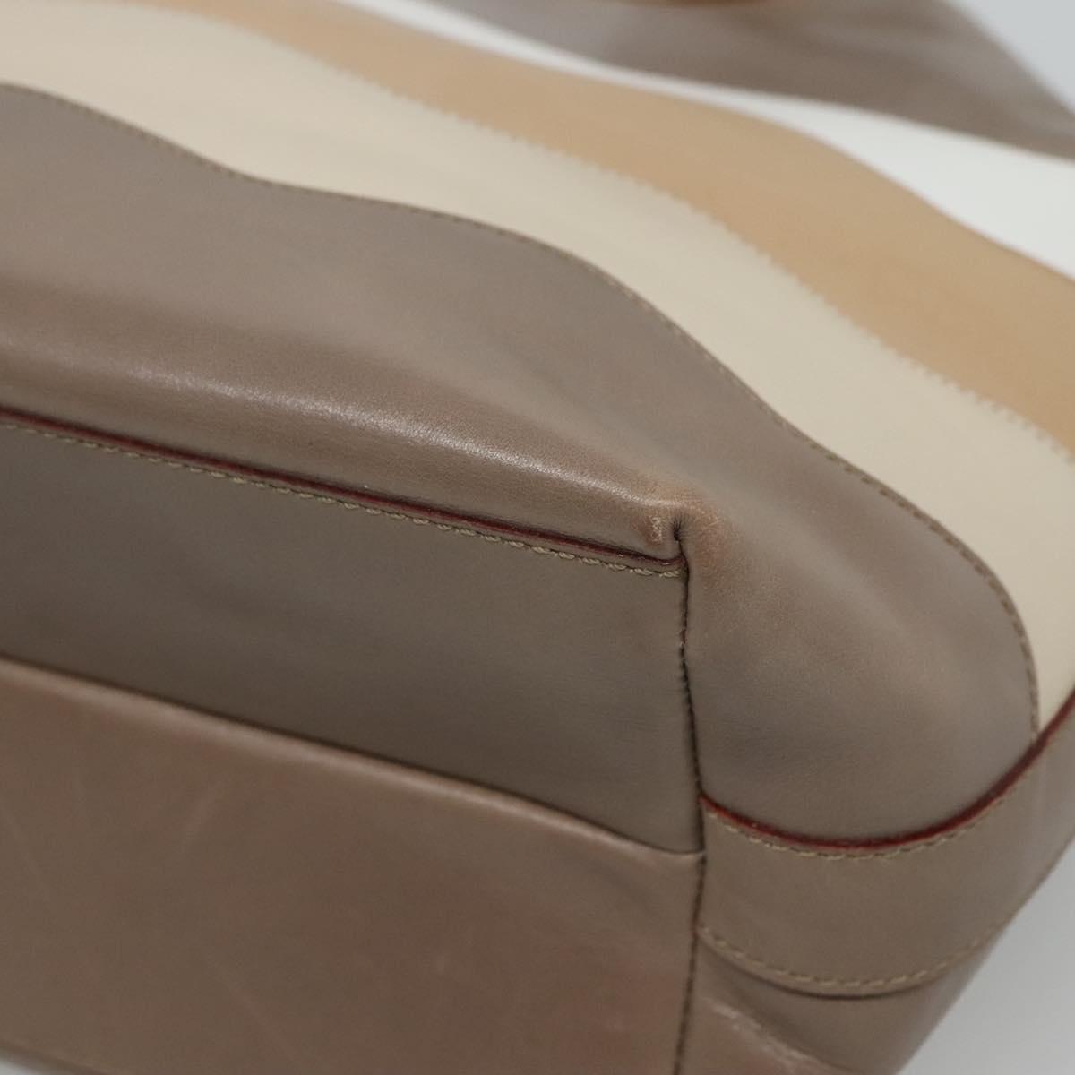 CELINE Shoulder Bag Leather Brown Gold Auth EC529