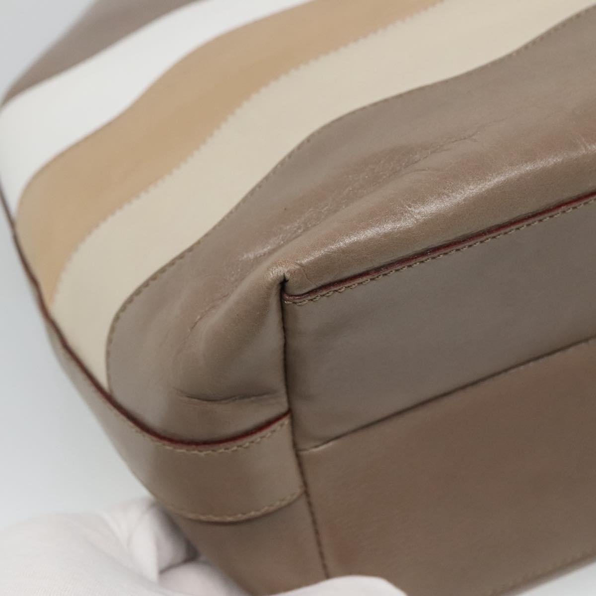 CELINE Shoulder Bag Leather Brown Gold Auth EC529