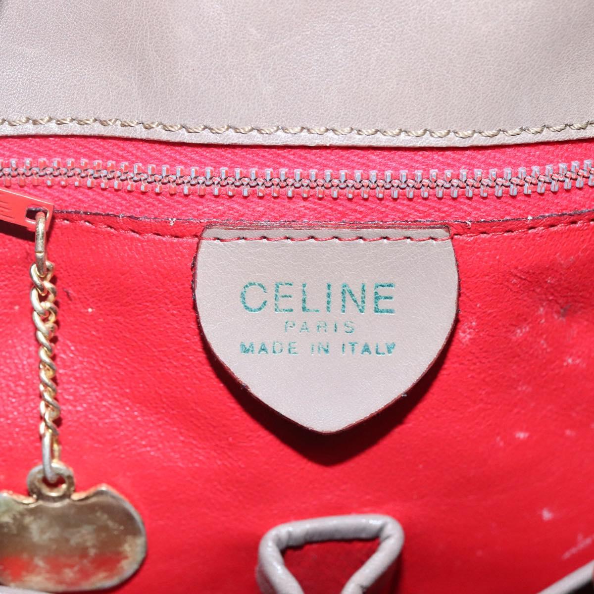 CELINE Shoulder Bag Leather Brown Gold Auth EC529