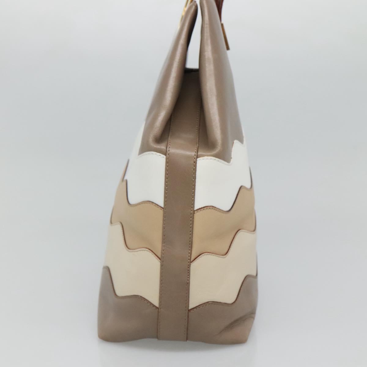 CELINE Shoulder Bag Leather Brown Gold Auth EC529