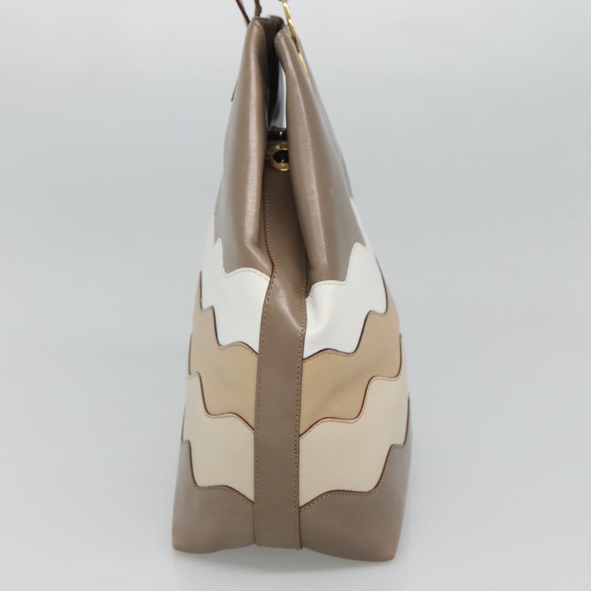 CELINE Shoulder Bag Leather Brown Gold Auth EC529